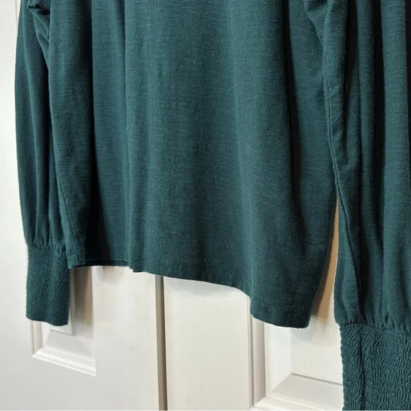 Another Love Deep Green Knit Top | Women's Size L Brushed Slub Top - Picture 5 of 10